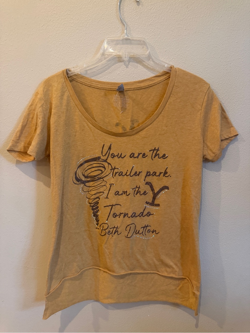 Next Level Apparel Burnished Mustard Beth Dutton Graphic Scoopneck Tee